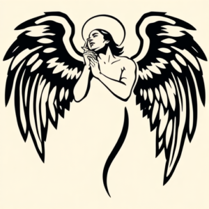 Negative Space Angel Tattoo