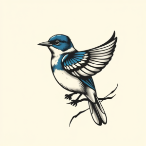 Negative Space Bluebird Tattoo