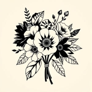 Negative Space Bouquet Tattoo