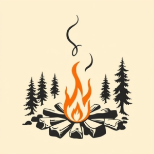 Negative Space Campfire Tattoo