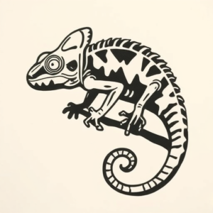 Negative Space Chameleon Tattoo