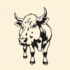 Negative Space Cow Tattoo