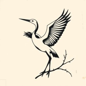 Negative Space Crane Tattoo