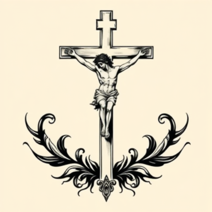 Negative Space Crucifix Tattoo