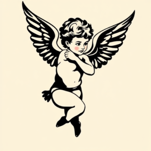 Negative Space Cupid Tattoo