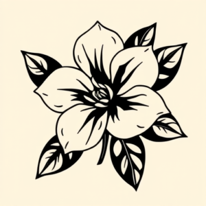 Negative Space Gardenia Tattoo