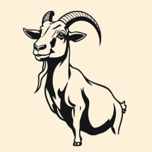 Negative Space Goat Tattoo
