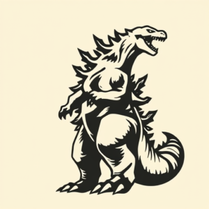 Negative Space Godzilla Tattoo