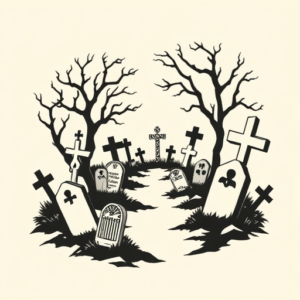 Negative Space Graveyard Tattoo