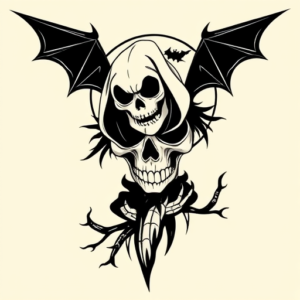 Negative Space Halloween Tattoo