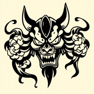 Negative Space Hannya Tattoo