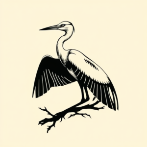 Negative Space Heron Tattoo
