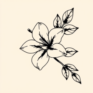 Negative Space Honeysuckle Tattoo