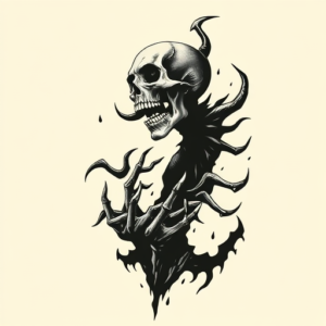 Negative Space Horror Tattoo
