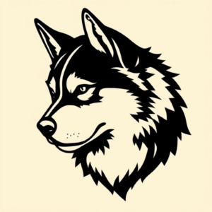 Negative Space Husky Tattoo
