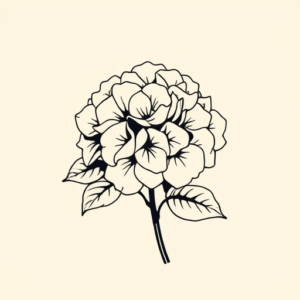 Negative Space Hydrangea Tattoo
