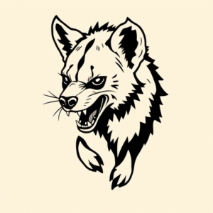 Negative Space Hyena Tattoo