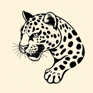 Negative Space Jaguar Tattoo