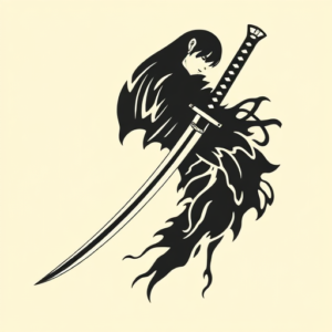 Negative Space Katana Tattoo