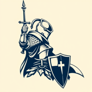 Negative Space Knight Tattoo