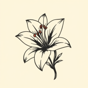 Negative Space Lily Tattoo