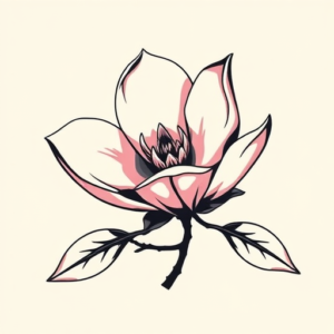 Negative Space Magnolia Tattoo
