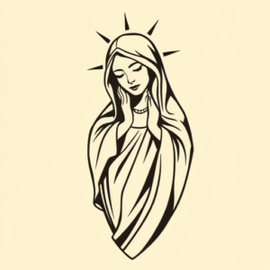 Negative Space Mary Tattoo