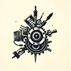 Negative Space Mechanic Tattoo