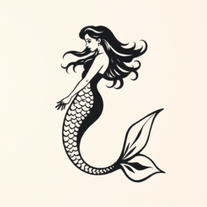 Negative Space Mermaid Tattoo