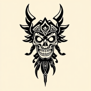 Negative Space Mictlantecuhtli Tattoo