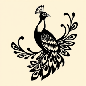 Negative Space Peacock Tattoo