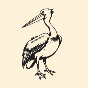 Negative Space Pelican Tattoo
