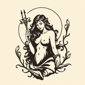 Negative Space Persephone Tattoo