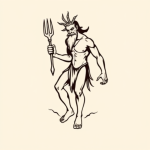 Negative Space Poseidon Tattoo
