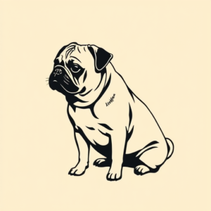 Negative Space Pug Tattoo