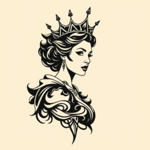 Negative Space Queen Tattoo
