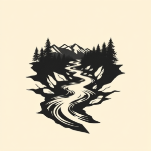 Negative Space River Tattoo