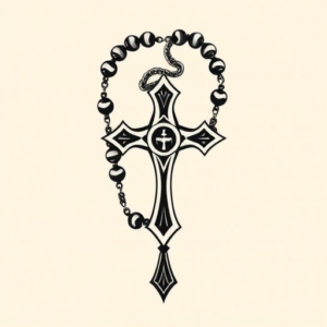 Negative Space Rosary Tattoo