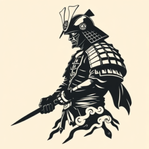Negative Space Samurai Tattoo