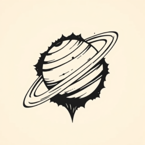 Negative Space Saturn Tattoo