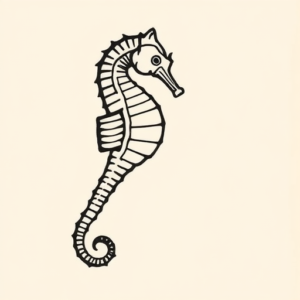 Negative Space Seahorse Tattoo