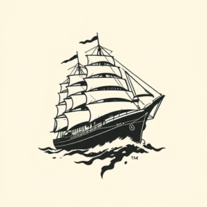 Negative Space Ship Tattoo