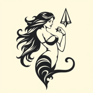 Negative Space Siren Tattoo