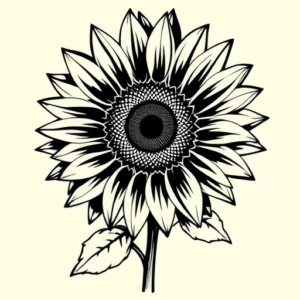 Negative Space Sunflower Tattoo