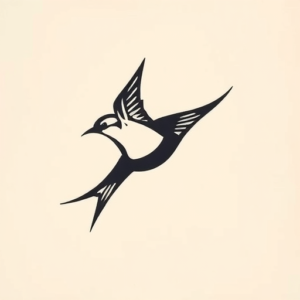 Negative Space Swallow Tattoo