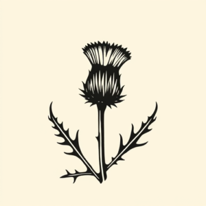 Negative Space Thistle Tattoo