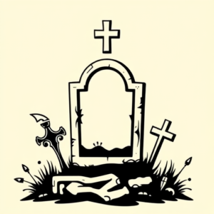 Negative Space Tombstone Tattoo