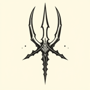 Negative Space Trident Tattoo