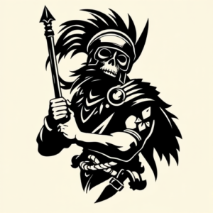 Negative Space Warrior Tattoo