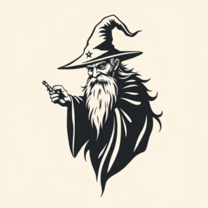 Negative Space Wizard Tattoo